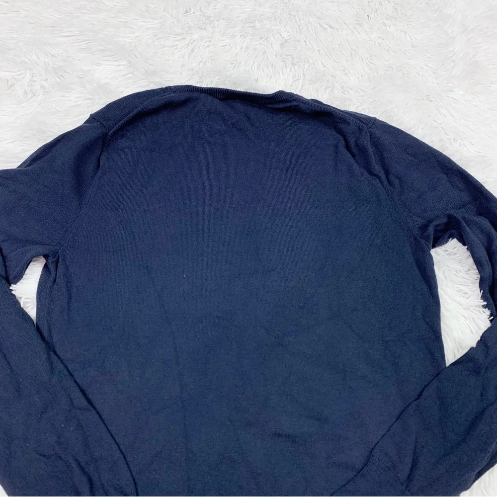 J‎ crew long sleeve crew neck Harbor Cotton pullover sweater in navy blue